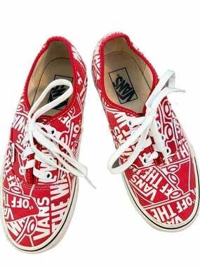 Vans Authentic OTW Repeat Logo Red/True White Skate Shoes 5.5/7